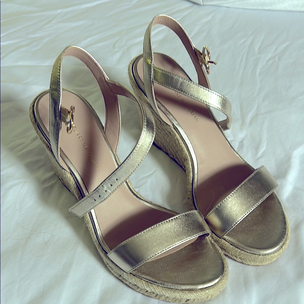 Stuart Weitzman Champagne Golf Wedge Sandals